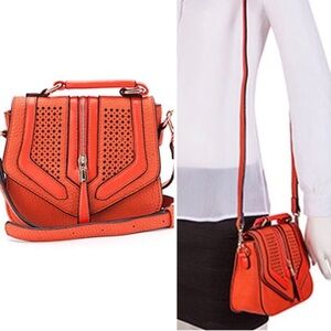 SondraRoberts Orange Perforated Nappa Crossbody-Boutique